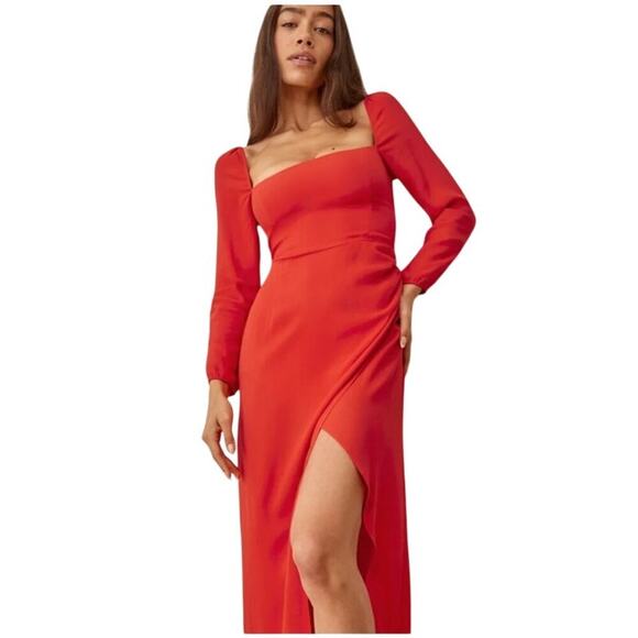 Reformation Dresses & Skirts - REFORMATION Hilda Dress Floral Midi Slit Smocked Back 6